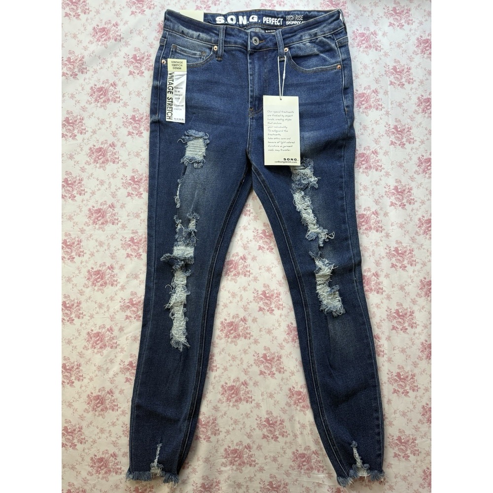 NWT S.O.N.G. Perfect High Rise Skinny Ankle Distressed Jeans Women's 11/30